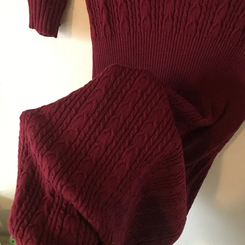 BCBG Merlot Bodycon V-Neck Sweater Dress, Size M - Picture 4 of 8